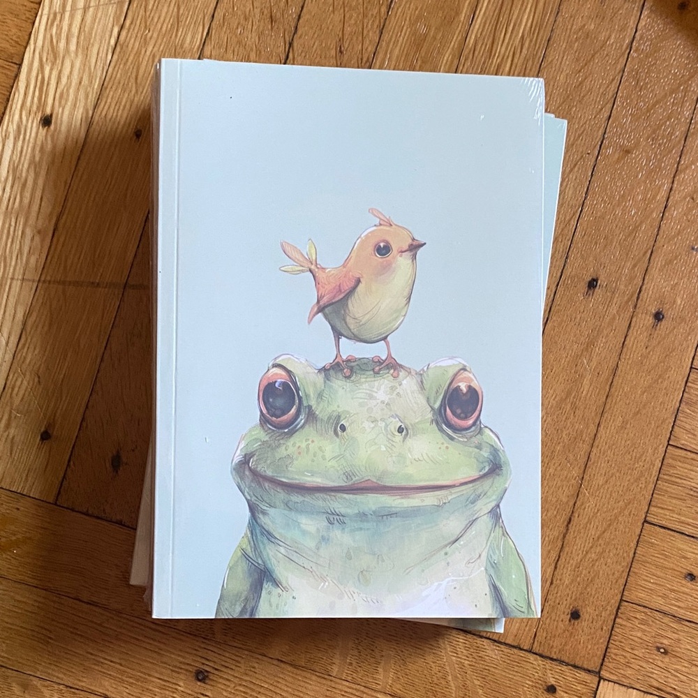 ⚠️ 5/25: Green Frog and Yellow Bird Art Print Notebook